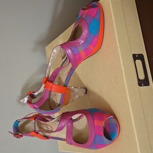 Poetic License Plaid Fabric Lucite Heels Size EU 40 or US 9.5/10